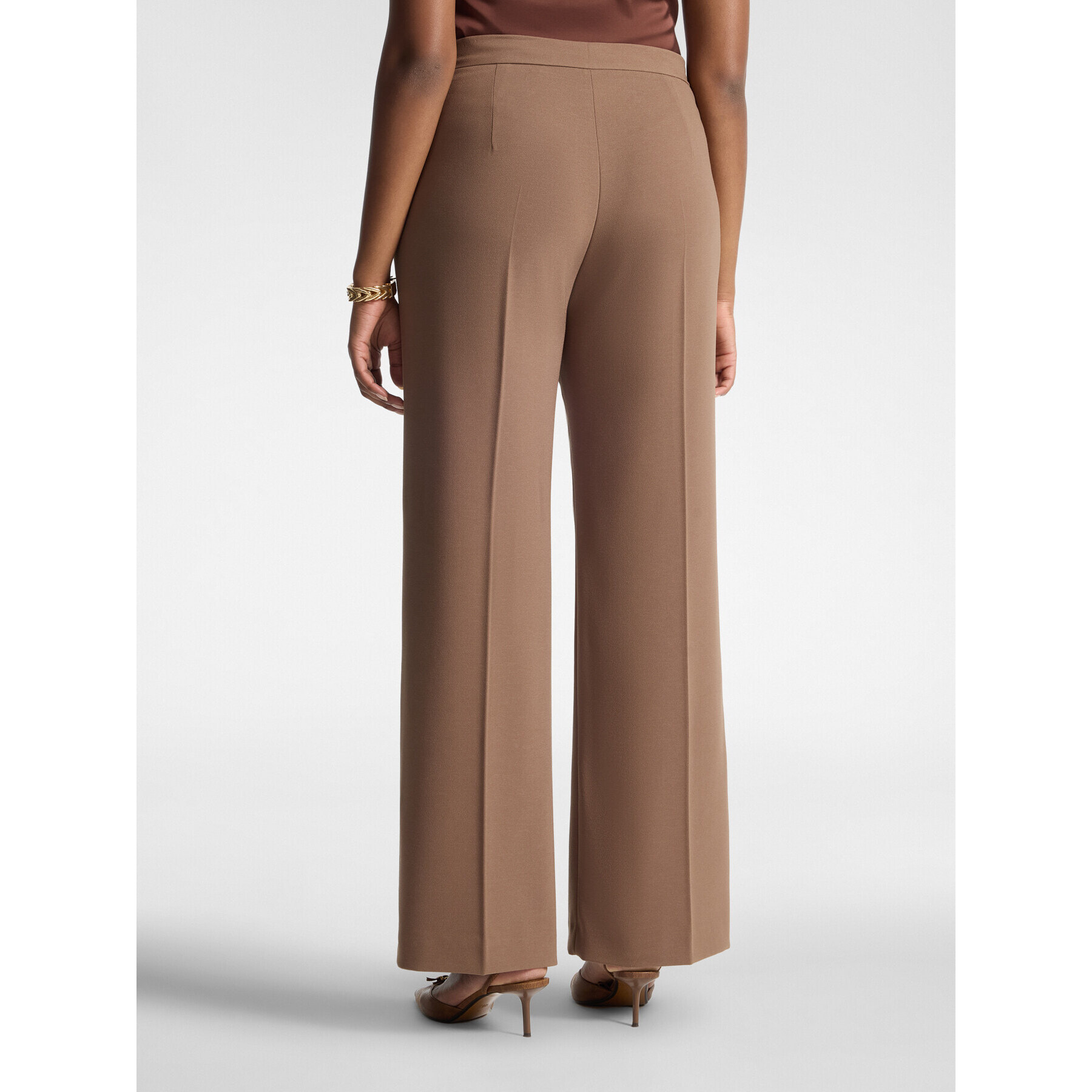 Elena Mirò - Pantalones palazzo de crepé mezcla de algodón - Beige
