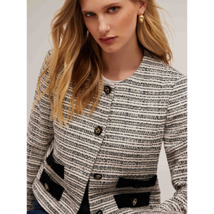 Motivi - Giacca in tweed con tasche - Nero