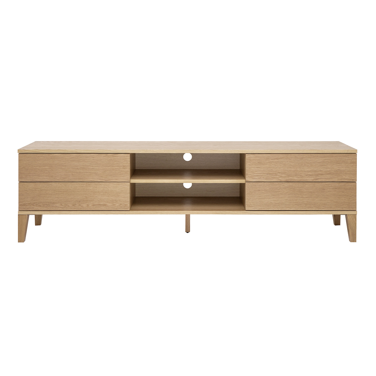 Meuble TV scandinave bois clair chêne 4 tiroirs L180 cm FREDDY