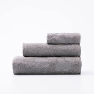 Juego de 4 sets de 3 toallas grises (4x tocador 30x50cm + 4x manos 50x90cm + 4x baño 70x140cm) 450gsm en algodón scalpers home