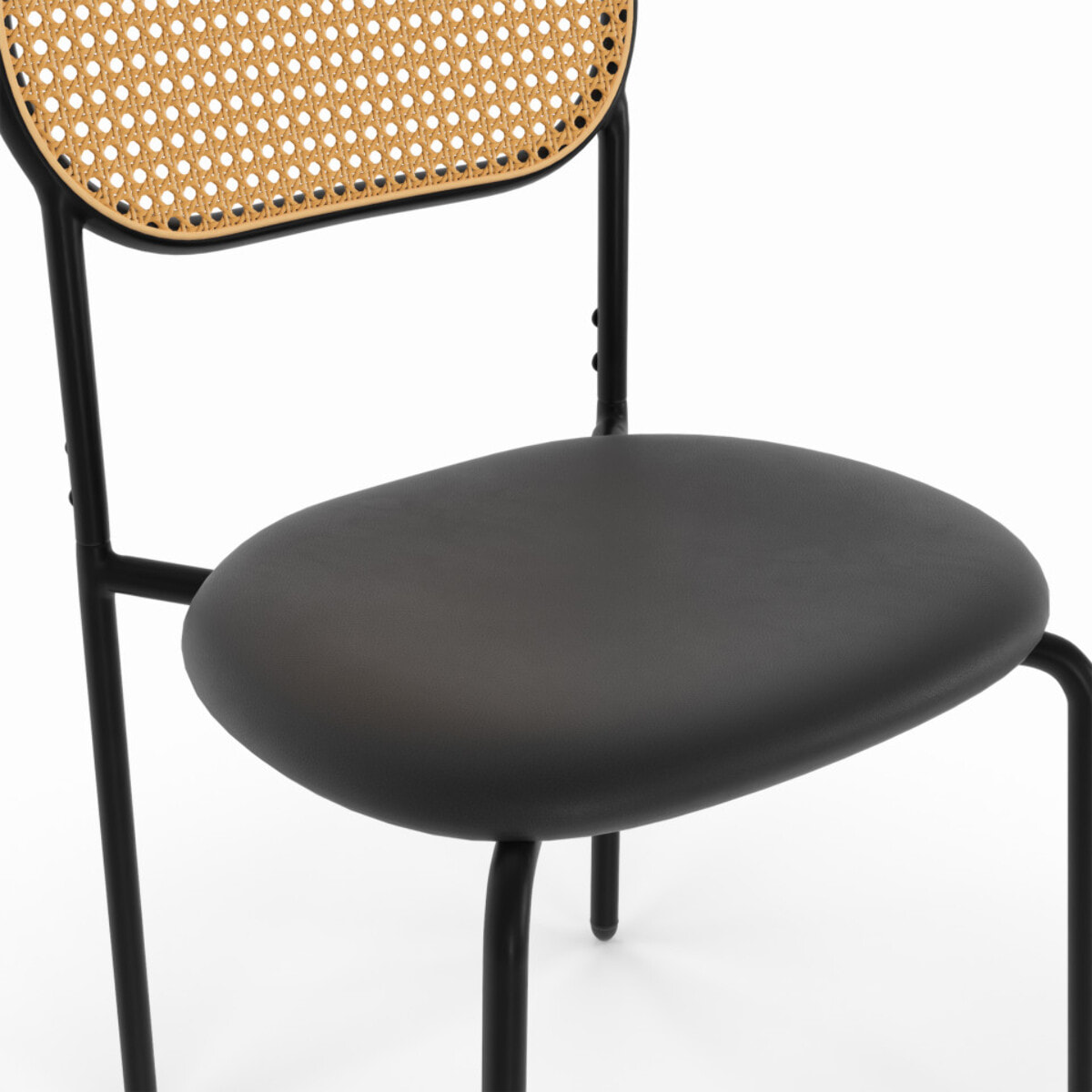 Chaises Clarisse noires et dossier cannage  - lot de 4