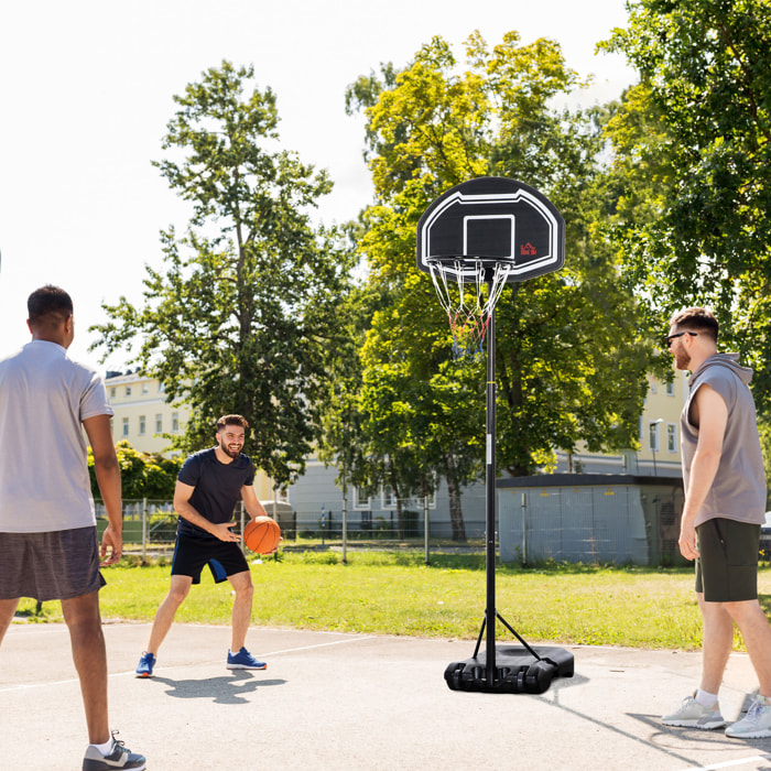 Canasta de Baloncesto para Exterior, Altura Ajustable 160-210 cm, Canasta de Baloncesto Portátil con Tablero de PE, Ruedas y Base Rellenable con Ranura, para Adolescentes y Adultos, Negro