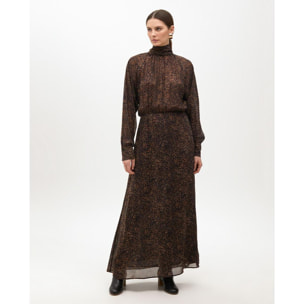 Vestito a collo alto animalier