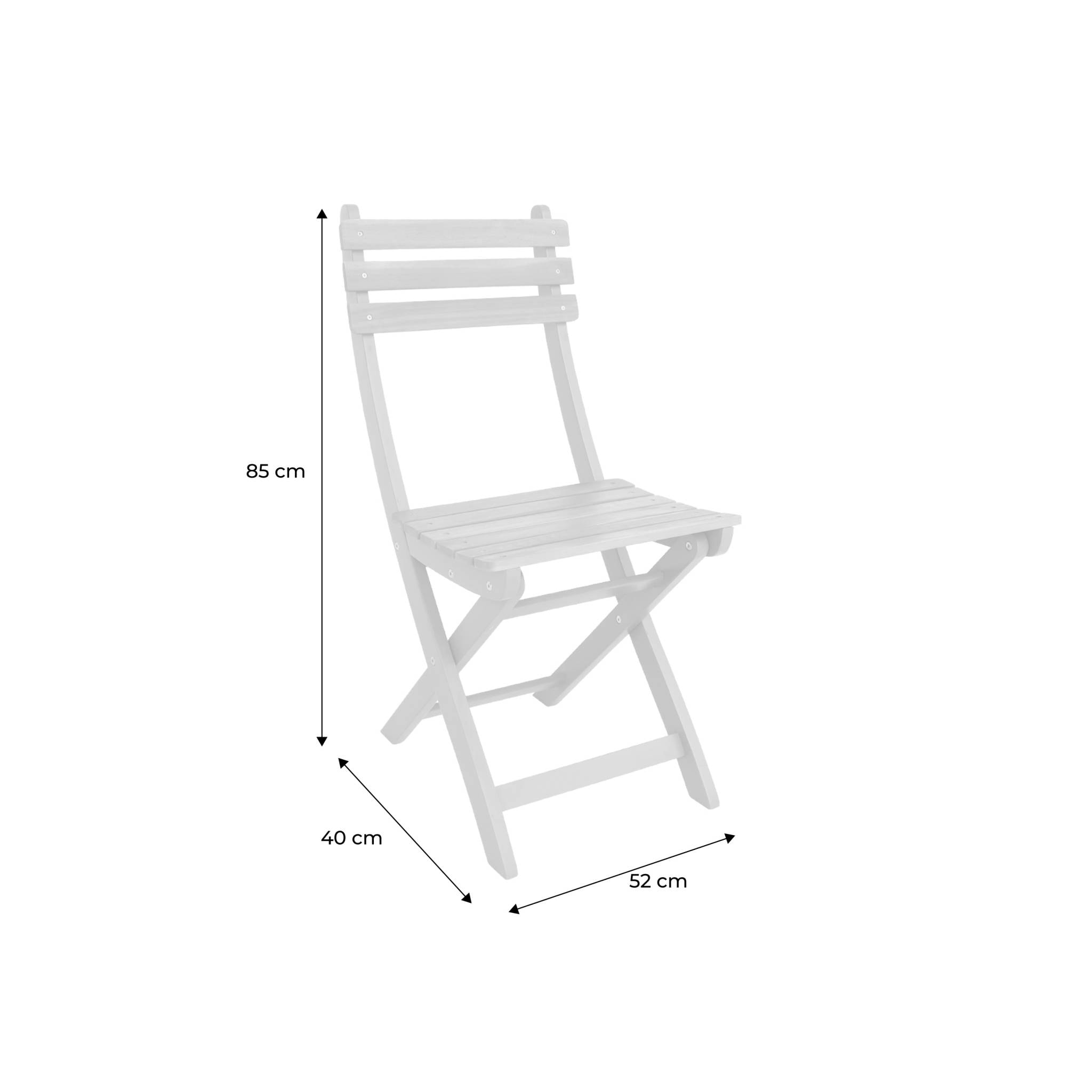 Lot de 4 chaises de jardin CALENA pliables acacia naturel. 40 x 52 x 85 cm