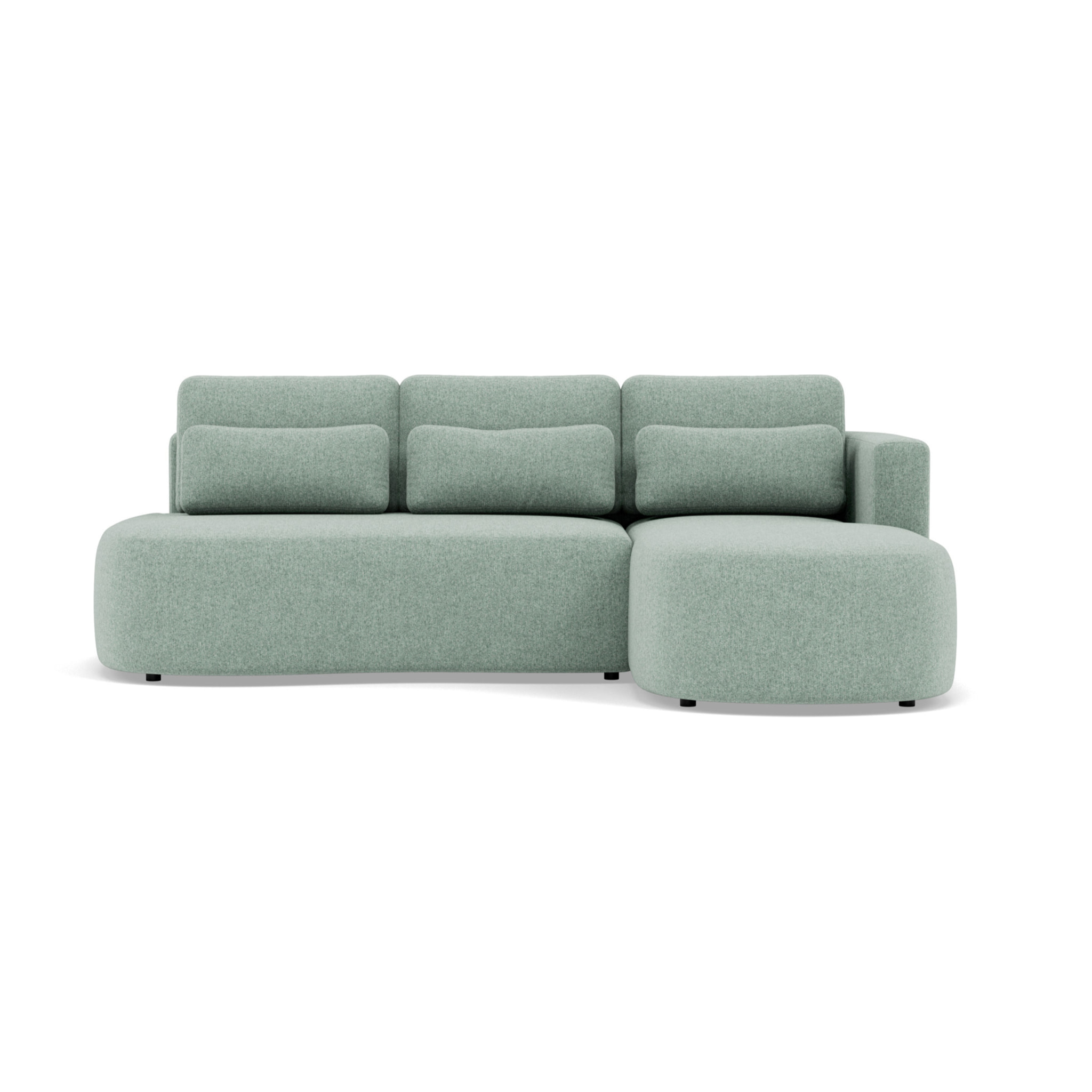 Mahina - canapé d'angle droit 4 places convertible avec coffre en tissu texturé - Bleu