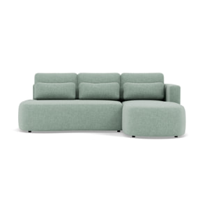 Mahina - canapé d'angle droit 4 places convertible avec coffre en tissu texturé - Bleu
