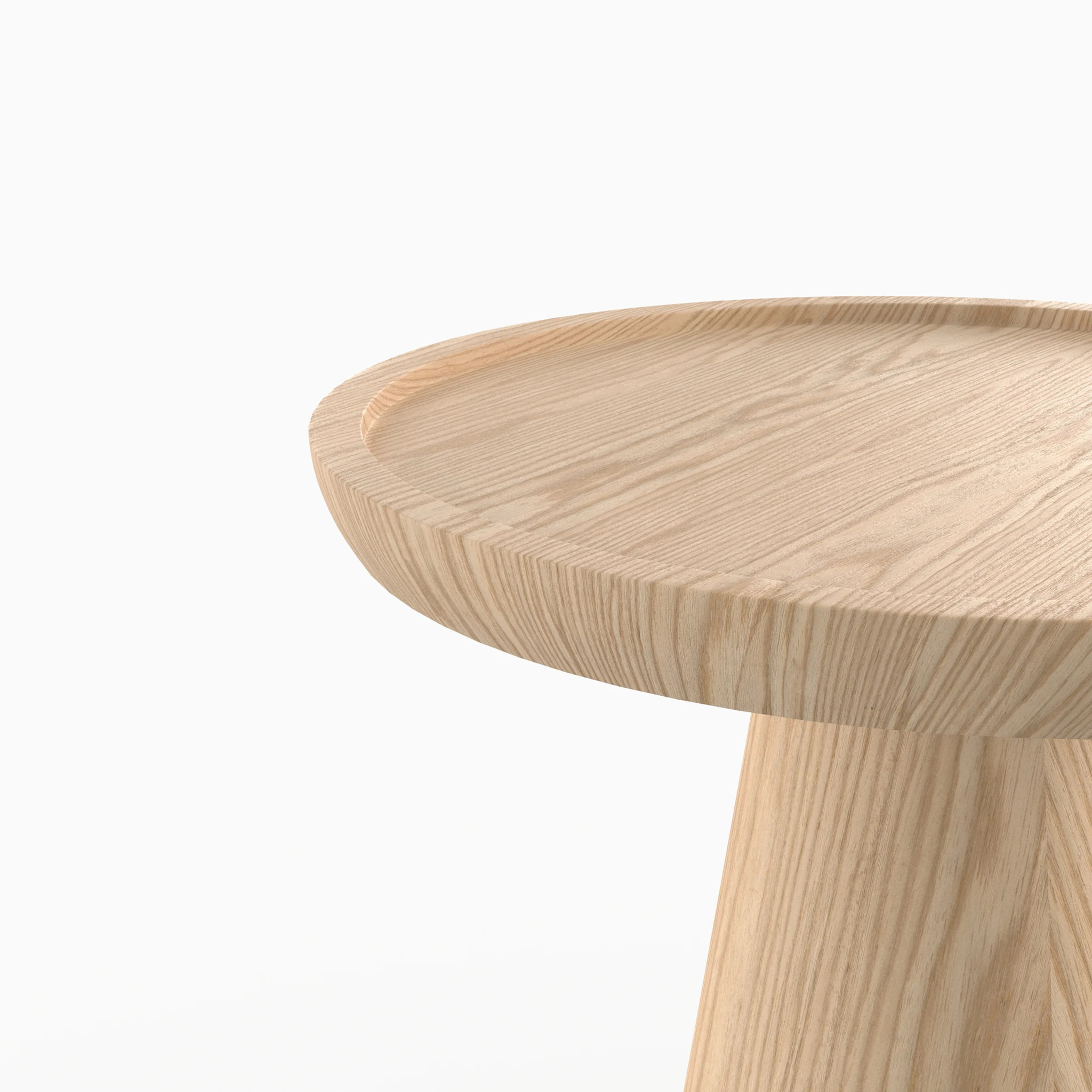 Table d'appoint en placage chène blanc, D40 cm - Côme
