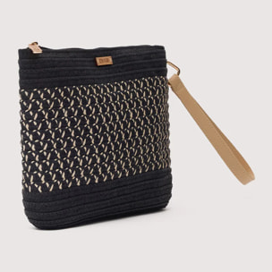 Bolso De Mano Negro Trenzado - Melissa