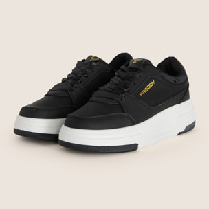 Sneakers in Similpelle e Velluto con Dettagli Metallizzati