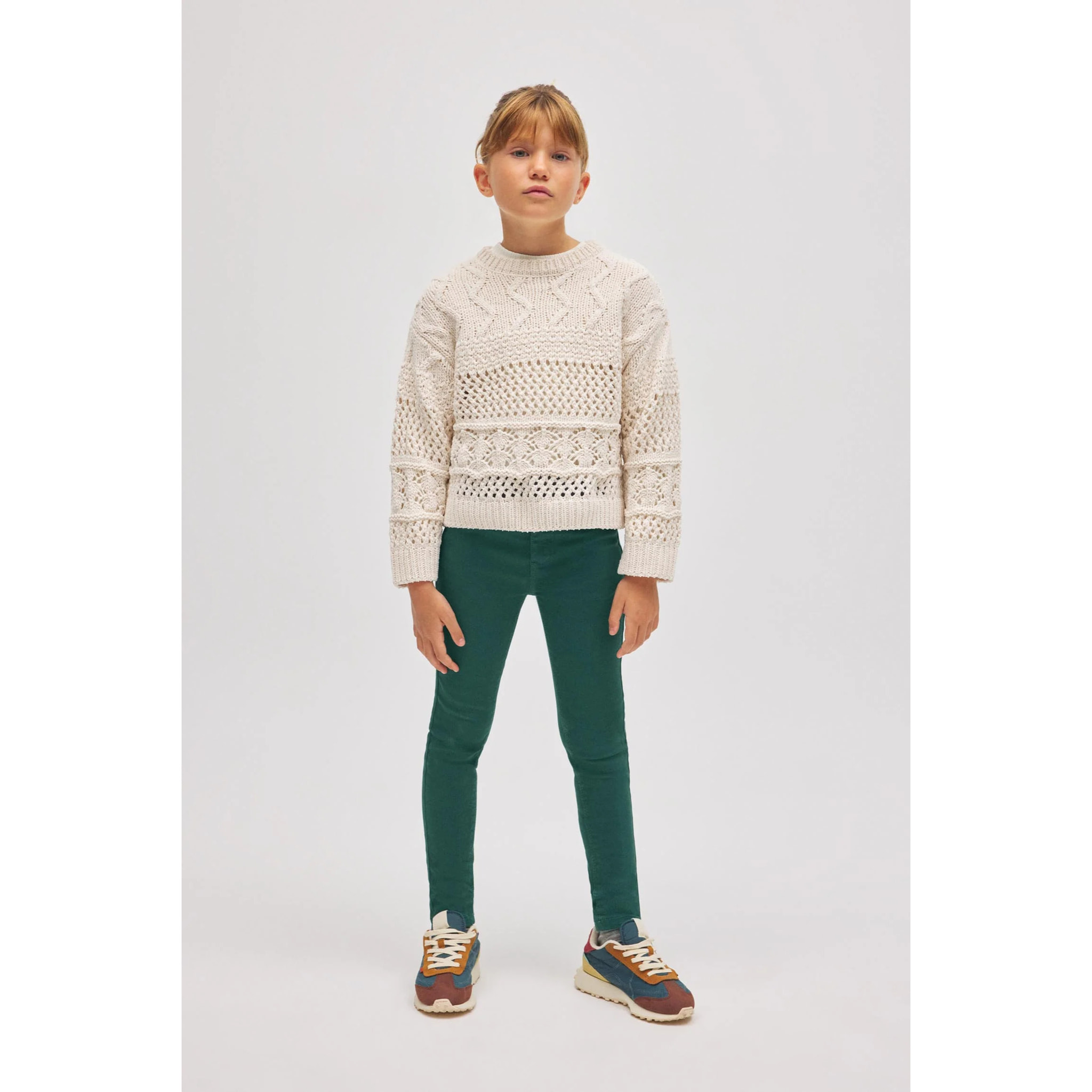 Jeans a gamba larga verde bottiglia per ragazze