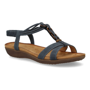 Sandalias planas para mujer, comodas con material elastico en el talon, diseño moderno con adornos en el empeine