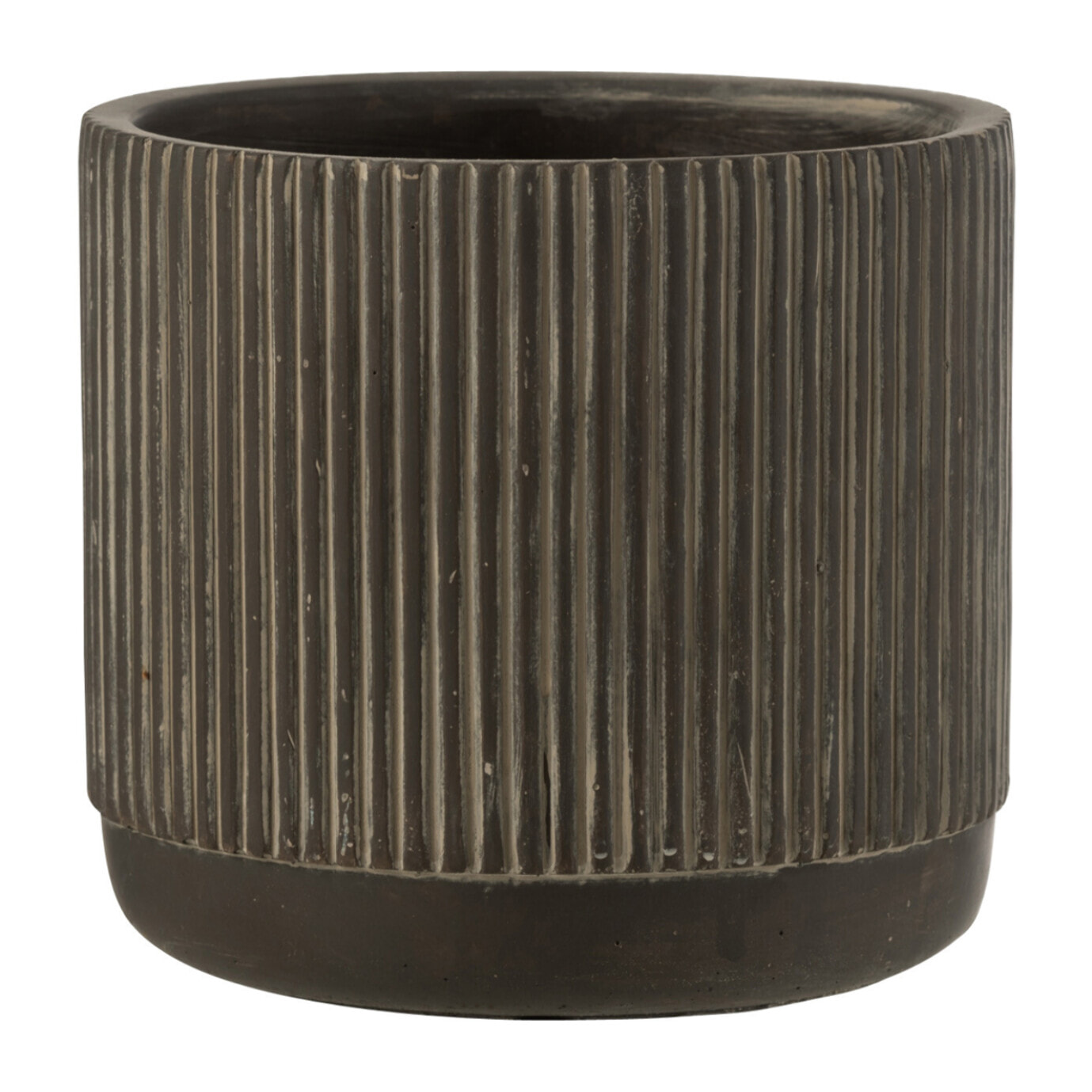 J-Line cache-pot Lignes - céramique - noir/marron - large - Ø 16 cm