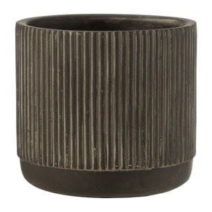 J-Line cache-pot Lignes - céramique - noir/marron - large - Ø 16 cm