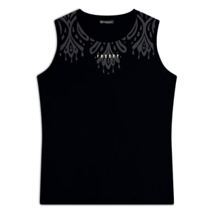 Canotta in jersey con stampa floreale sulle spalle