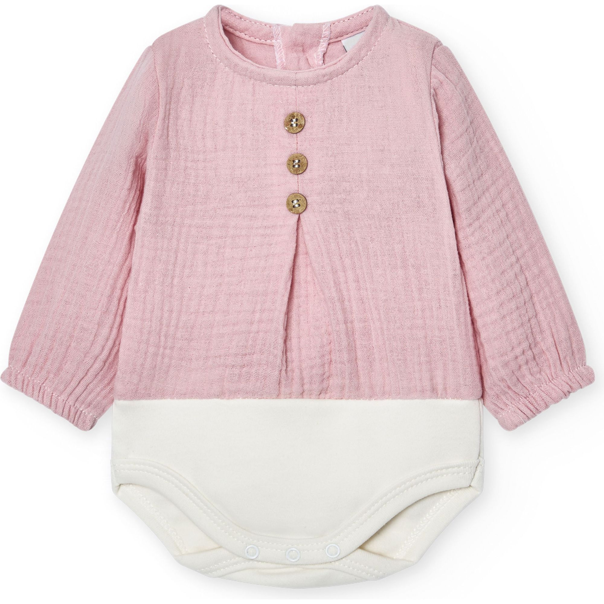 Body bebé manga larga bambula botones