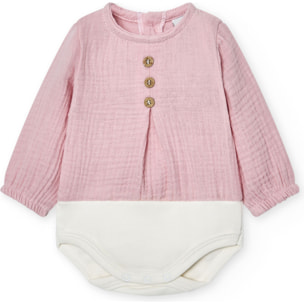 Body bebé manga larga bambula botones