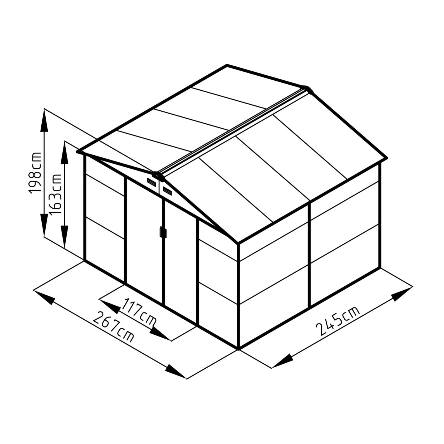 Abri de jardin métal anthracite 6,5 m² + kit d'ancrage