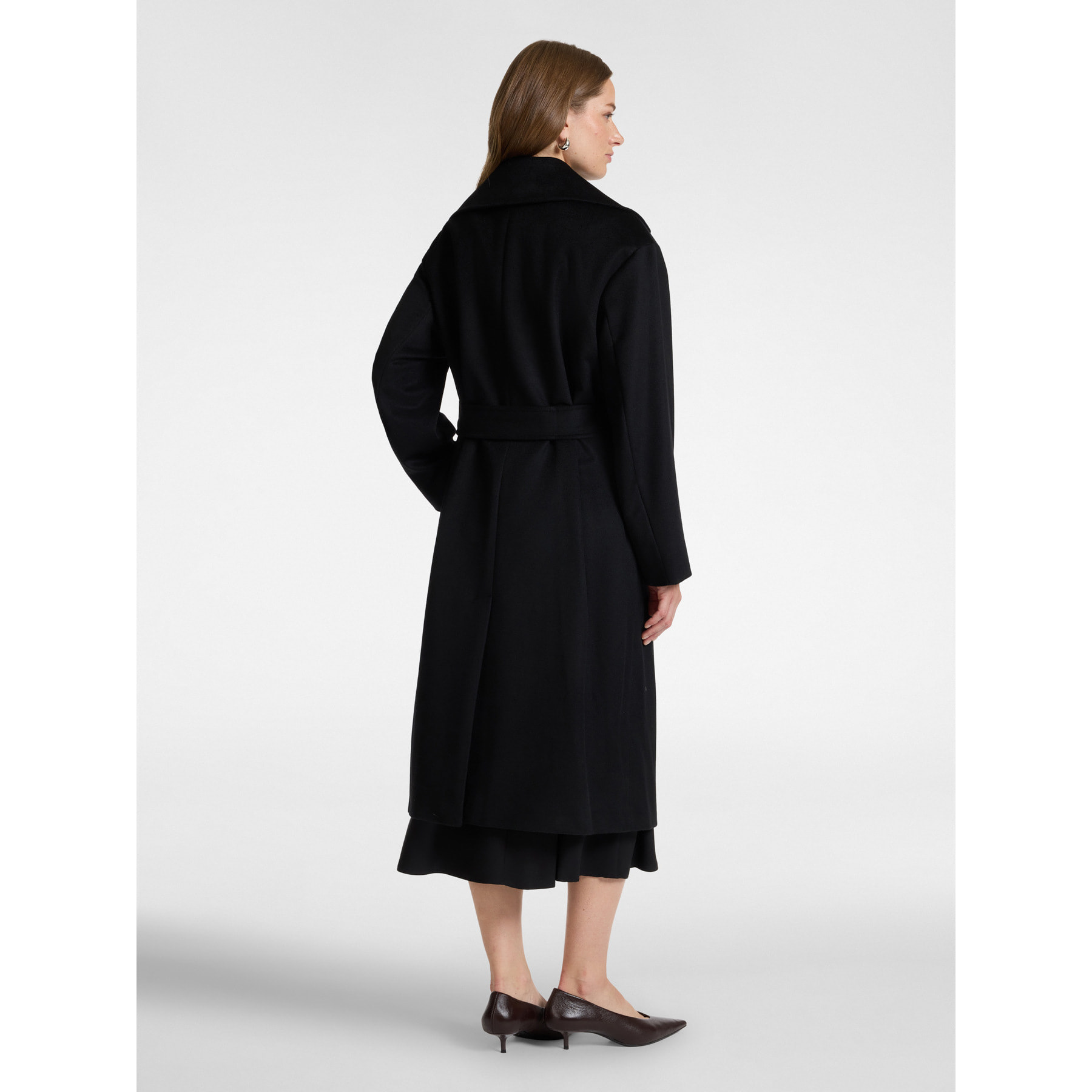 Elena Mirò - Cappotto doppiopetto in lana con cintura - Nero