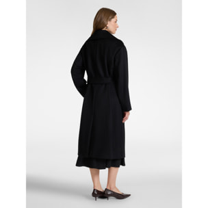 Elena Mirò - Cappotto doppiopetto in lana con cintura - Nero