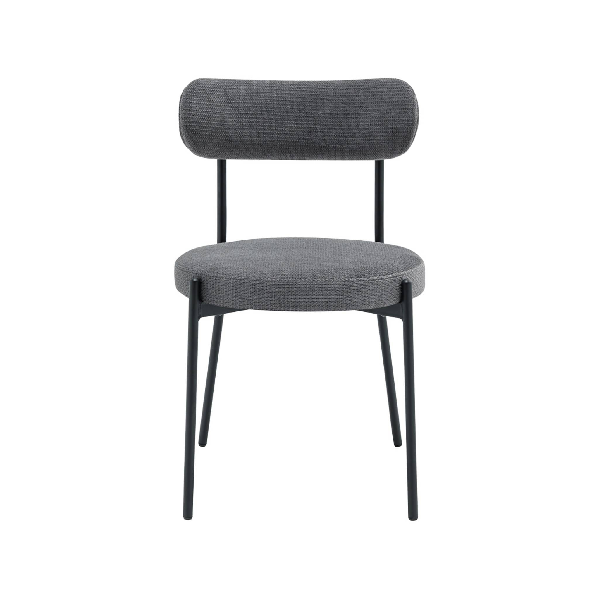 Lot de deux chaises métal et tissu chenille gris L 47 x P 49 x H 76.5cm - Livia