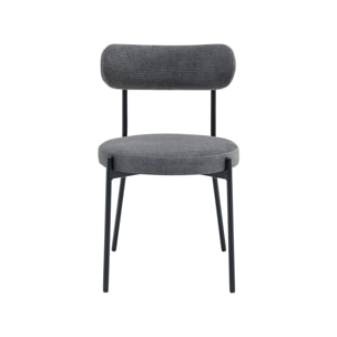 Lot de deux chaises métal et tissu chenille gris L 47 x P 49 x H 76.5cm - Livia