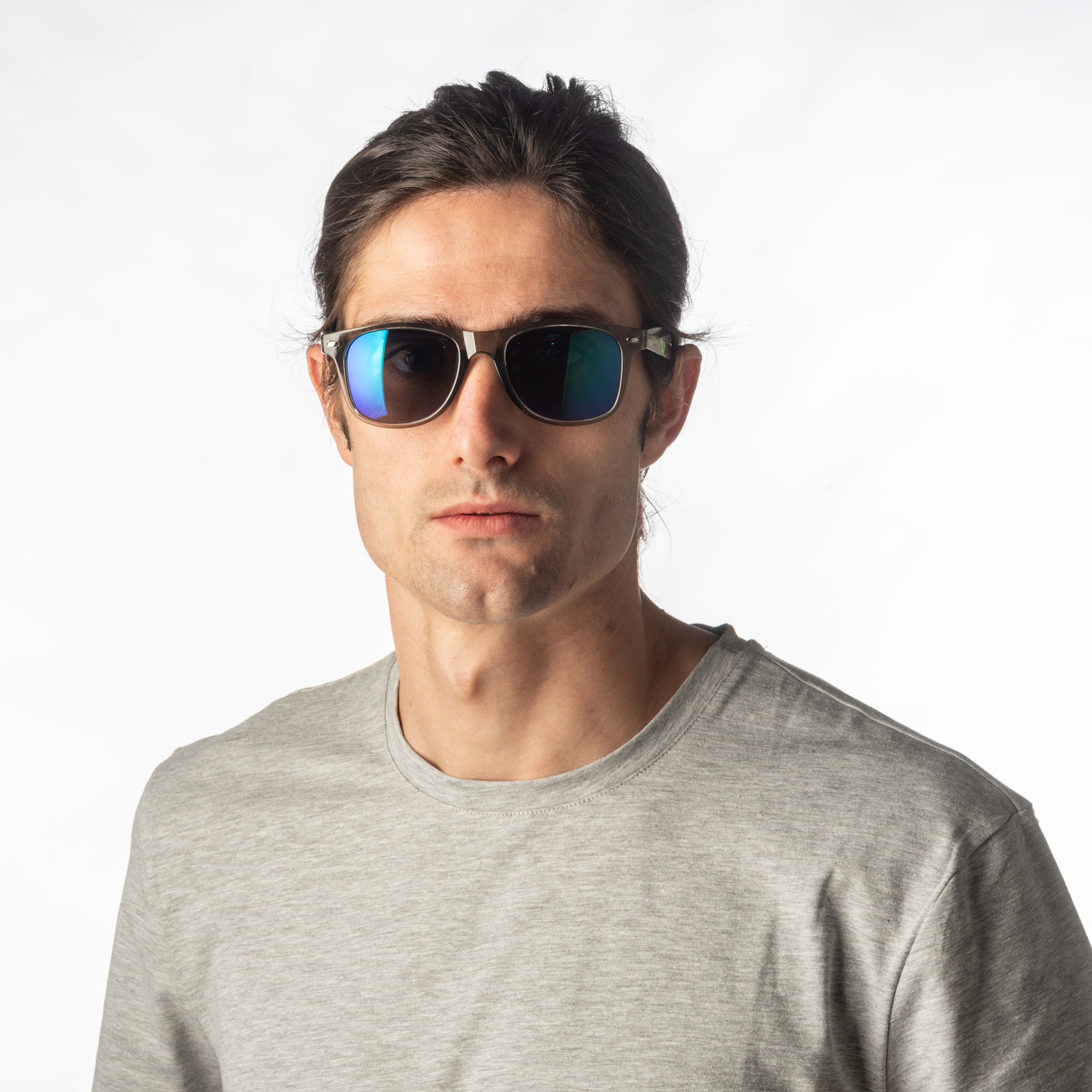 Occhiali da sole OCEAN BEACH WAYFARER - Trasparente nero / Revo verde