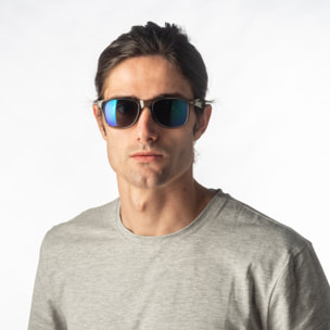 Occhiali da sole OCEAN BEACH WAYFARER - Trasparente nero / Revo verde