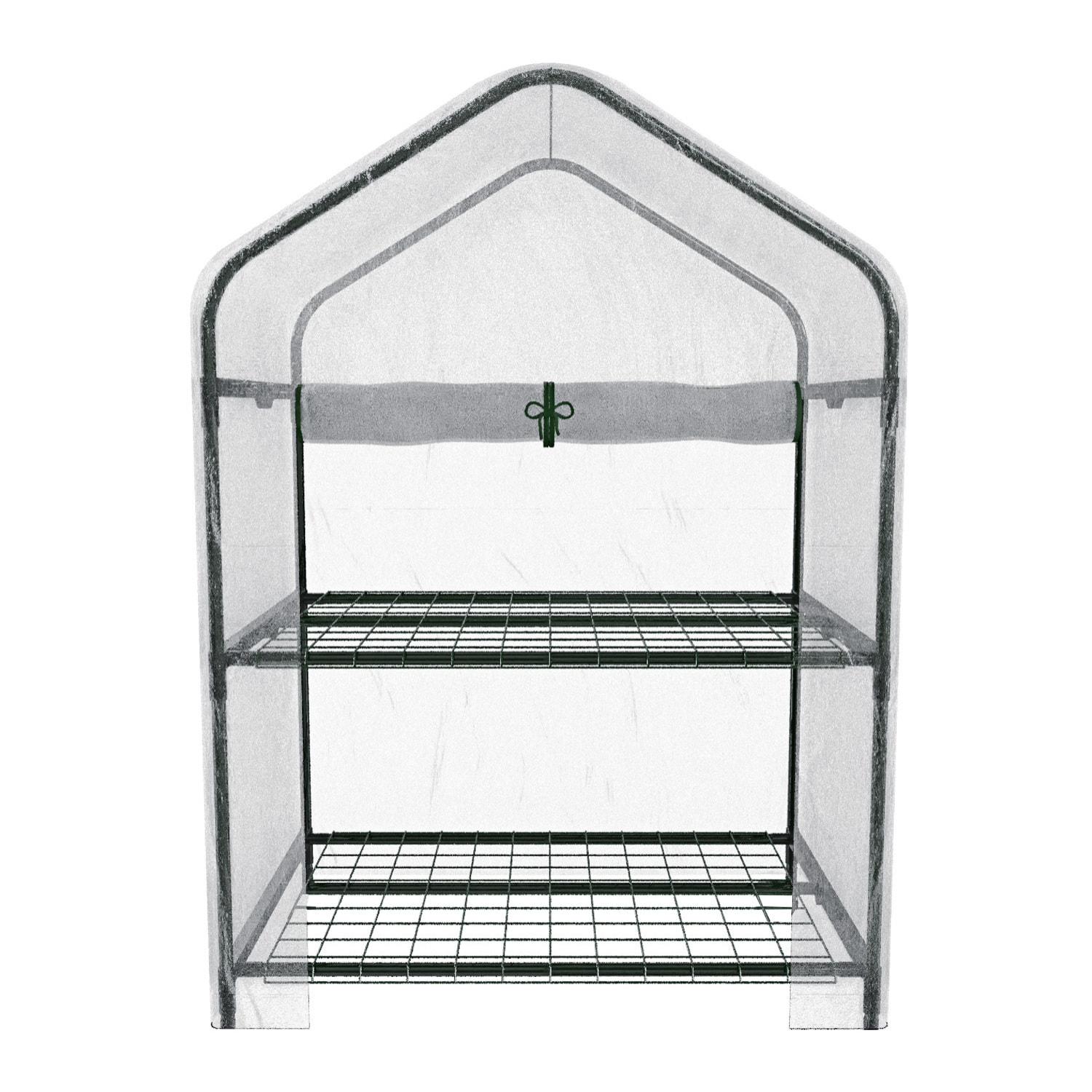 Serra A 2 Ripiani Da Giardino Per Orto Telaio In Acciaio Verniciato Telo PVC Trasparente Porta Avvolgibile Apertura A Cerniera Con ruote 69x49x125 Cm