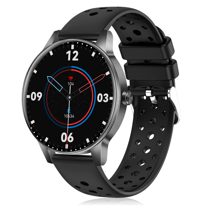 Smartwatch QS80 con llamadas BT, notificaciones push. Monitor deportivo y de salud.