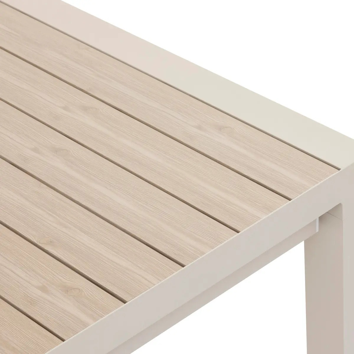 Table de jardin extensible rectangulaire "Évasion" en aluminium lin et argile traité époxy 10 places