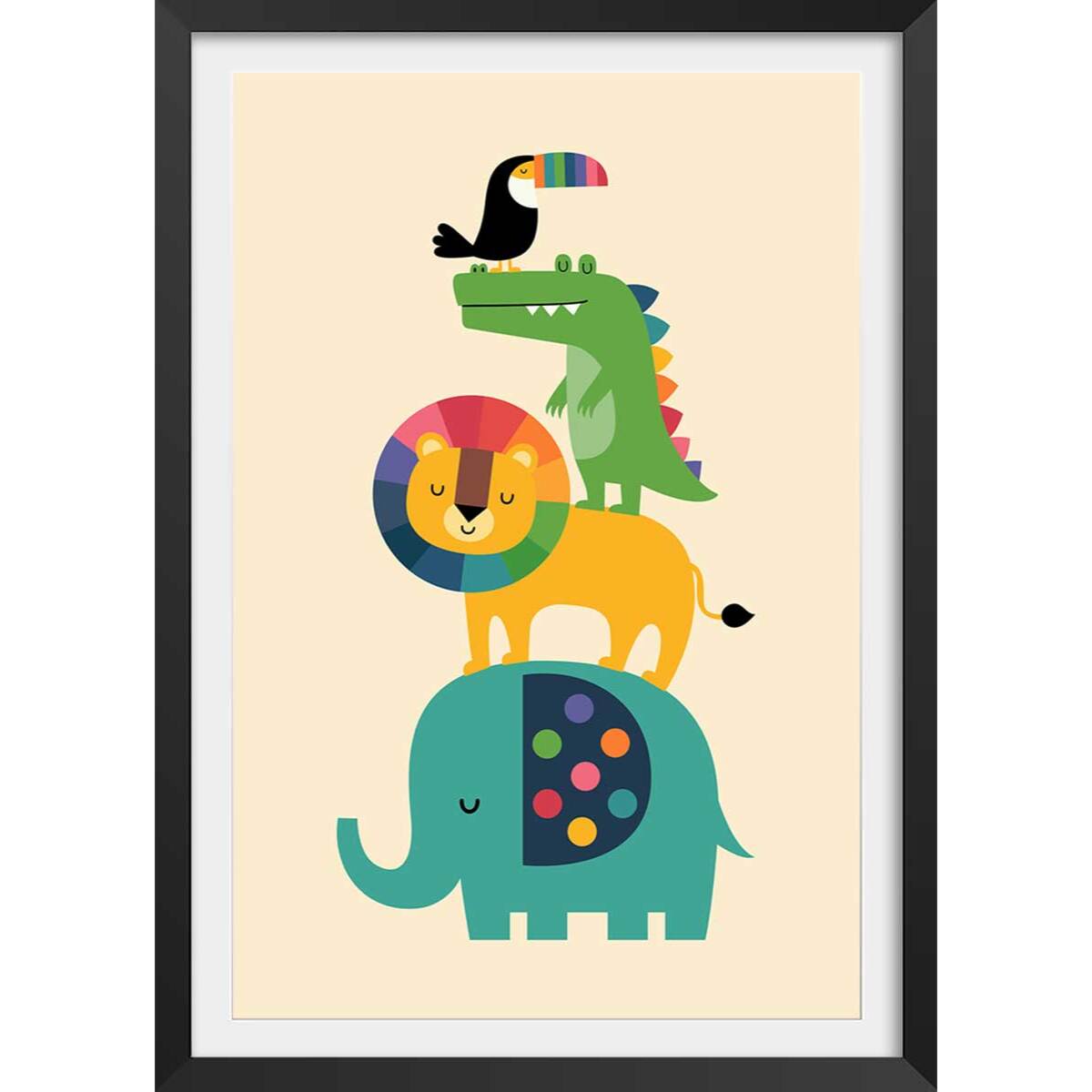 Affiche enfant totem des amis  Affiche + cadre en bois - Noir