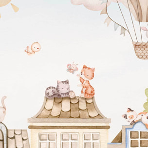 Papier peint chat chambre enfant - Chats sur les Toits Intissé