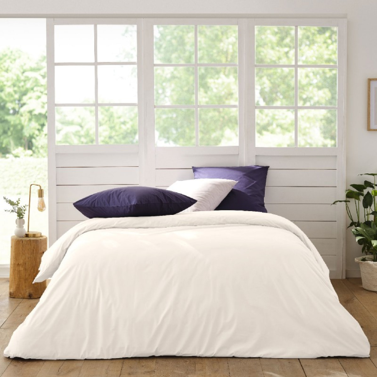 Housse de couette en percale de coton - Blanc