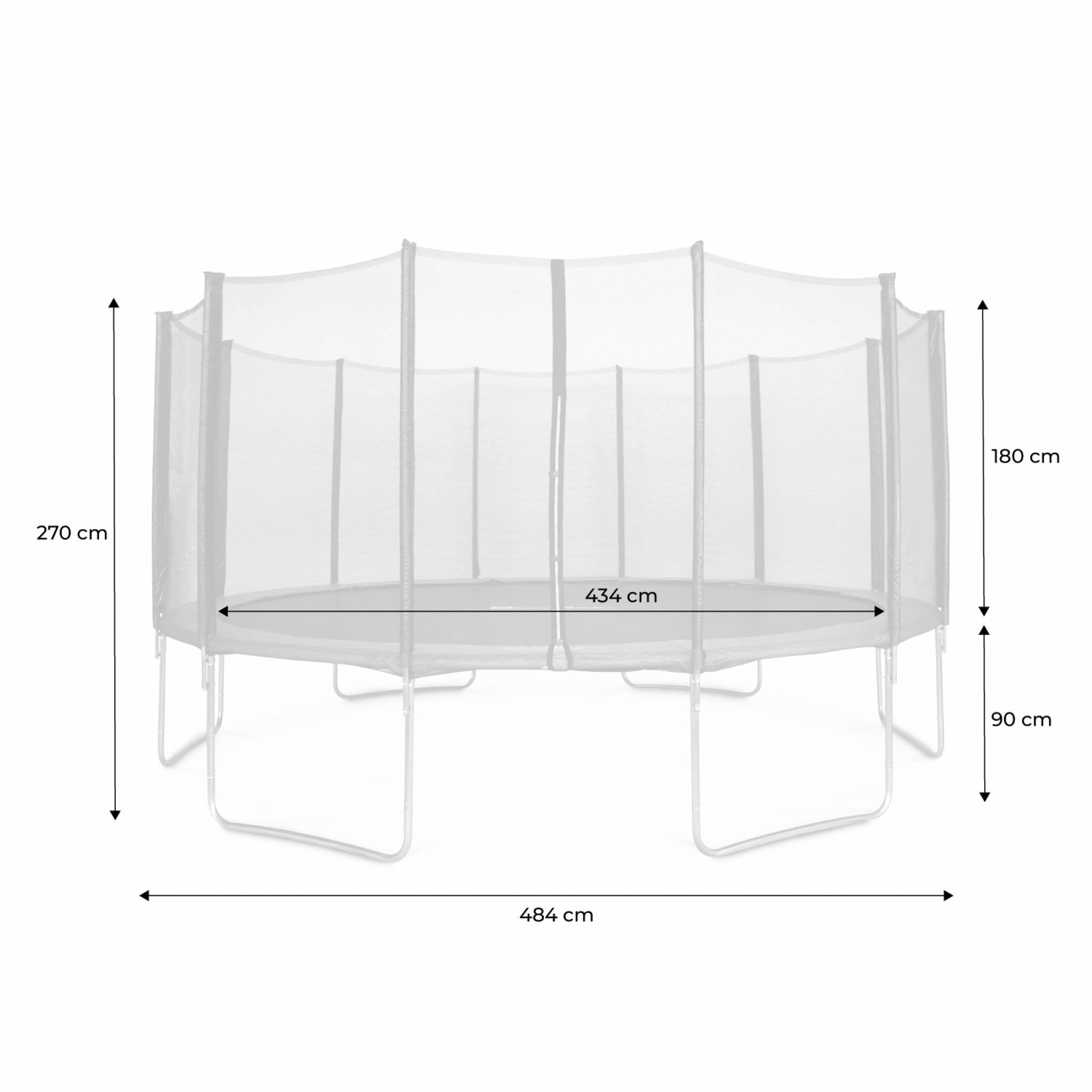 Trampoline rond Ø 490cm gris avec son filet de protection - Jupiter - Trampoline de jardin 490 cm 4m| Qualité PRO. | Normes EU.