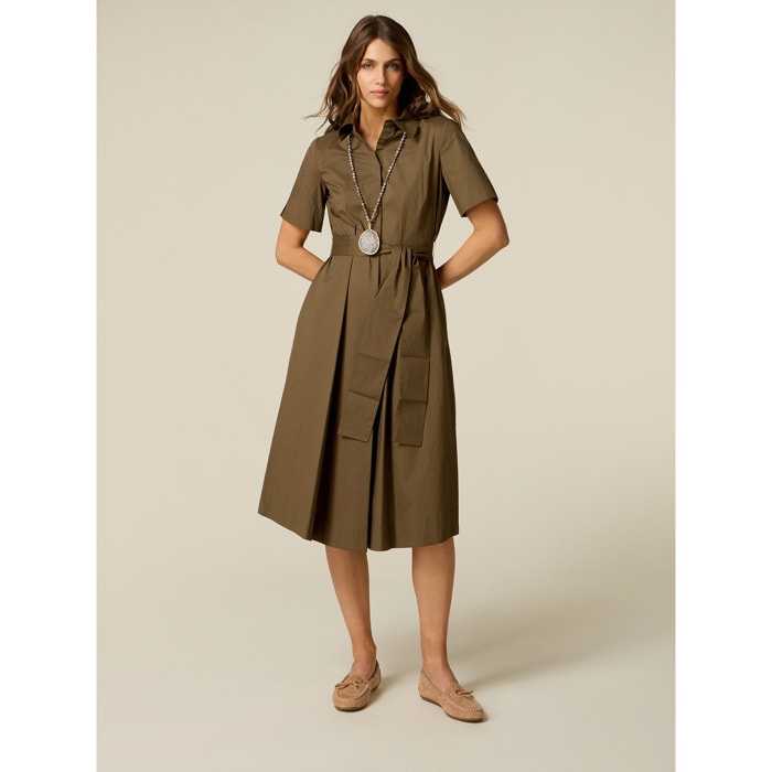 Oltre - Vestito chemisier in popeline - Verde militare