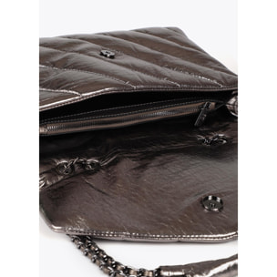 Borsa trapuntata metallica con patta