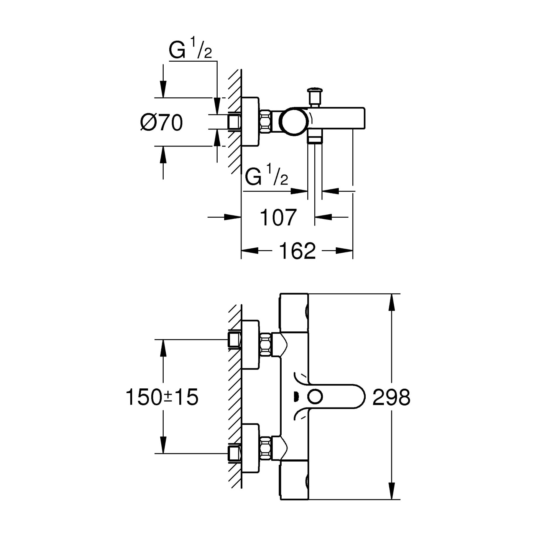 GROHE Precision Get Mitigeur thermostatique Bain / Douche 1/2 Chromé