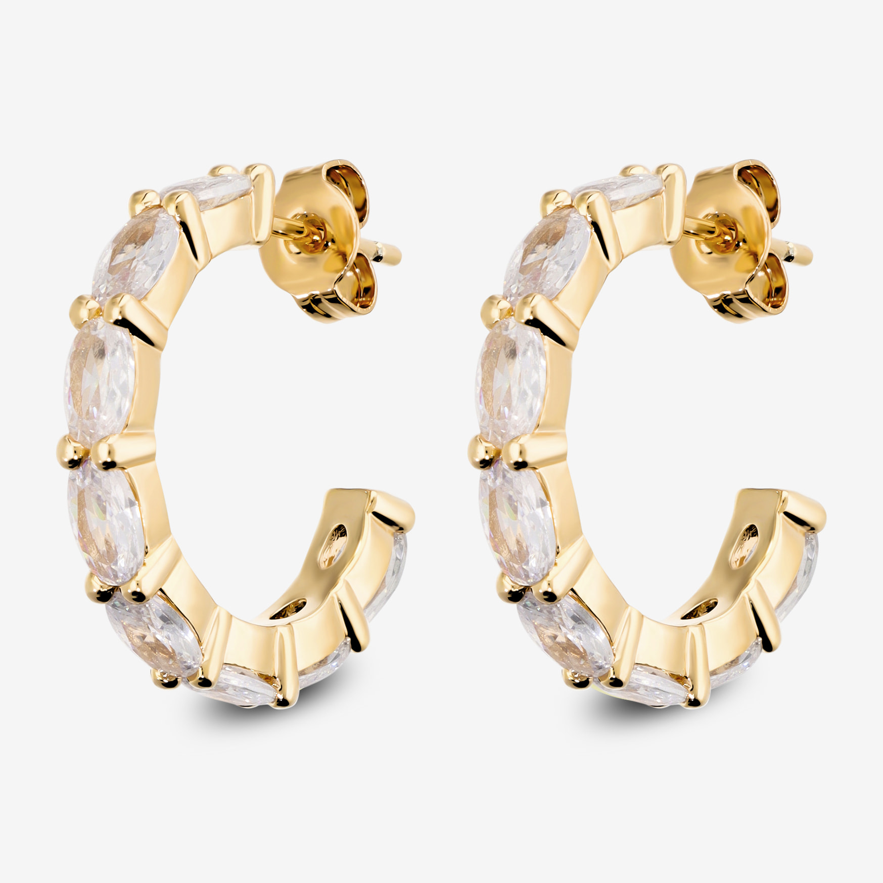 Orecchini a Semicerchio con Cubic Zirconia placcati Oro Giallo 18Kt