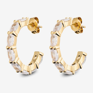 Orecchini a Semicerchio con Cubic Zirconia placcati Oro Giallo 18Kt