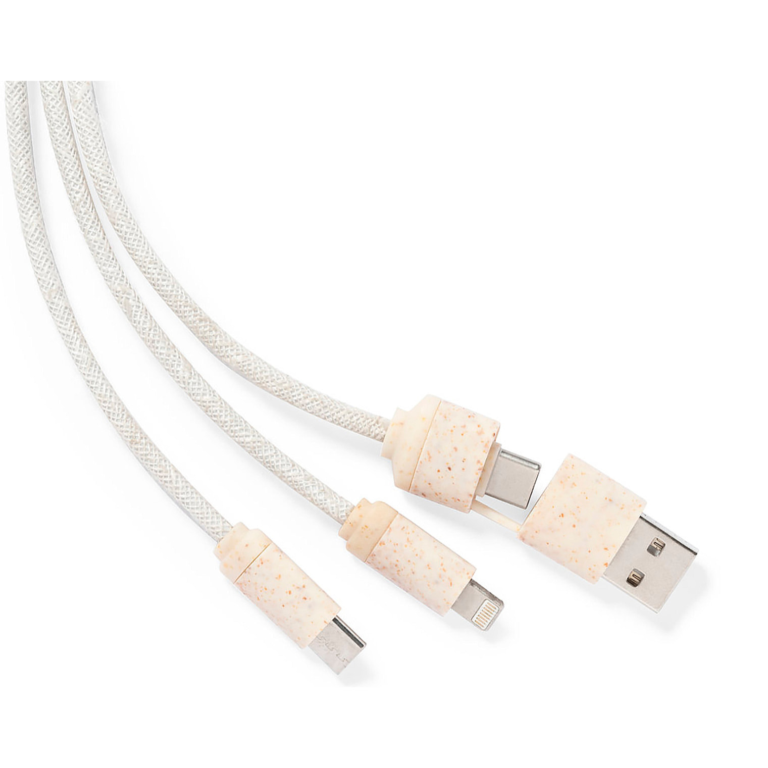 Cavo di ricarica in legno organico. Micro USB, tipo C e Lightning 5 V CC 2,4 A