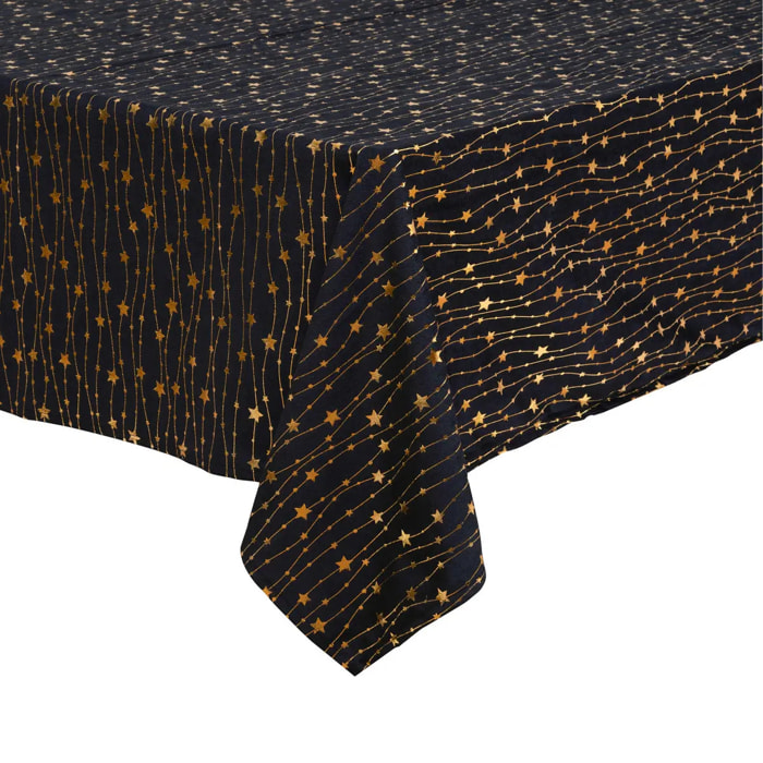 Nappe velours motif étoiles 140x240cm noir
