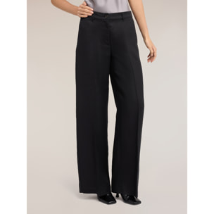 Motivi - Pantalones palazzo de mezcla de lino - Negro