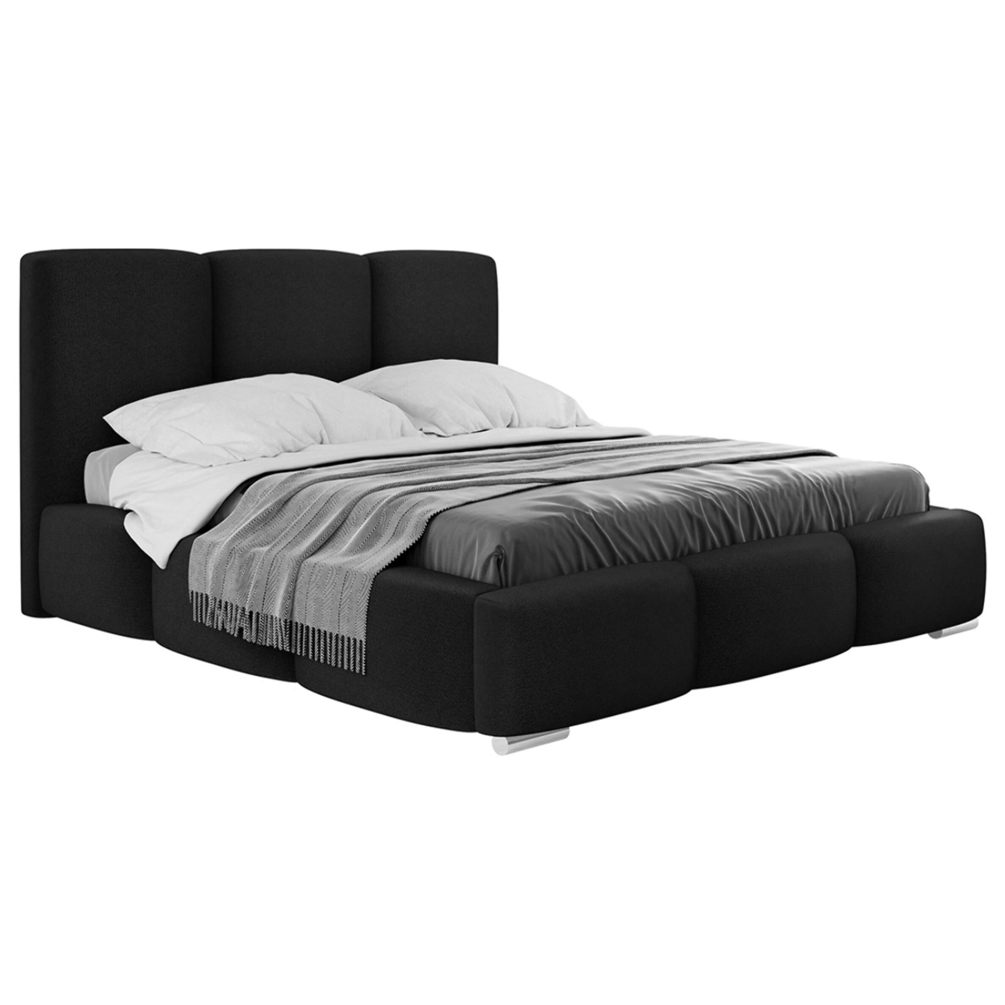 Noa - lit coffre - 140x200 cm - en velours - sommier inclus - Noir