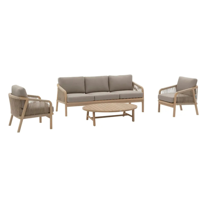 Salon de jardin "Papouasie" 5 places en polyester et acacia