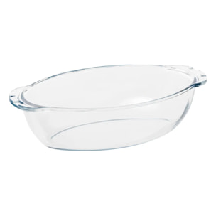 Plat à four L35cm oval en verre avec couvercle