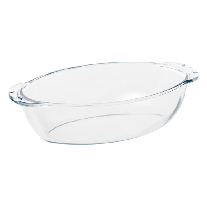 Plat à four L35cm oval en verre avec couvercle