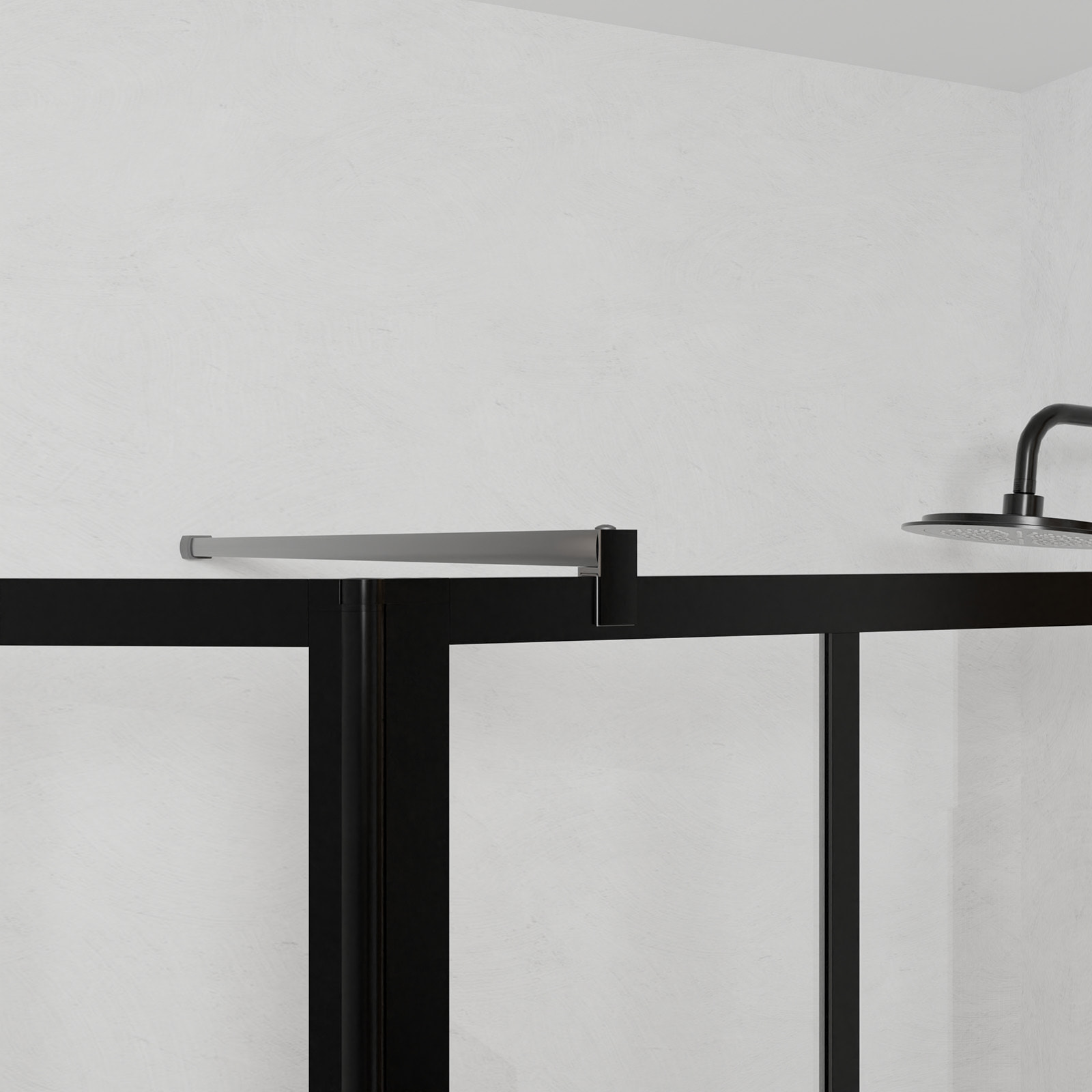 Paroi de Douche Façon Verrière avec Volet Pivotant - 90+40x200 cm - Verre Transparent et Noir
