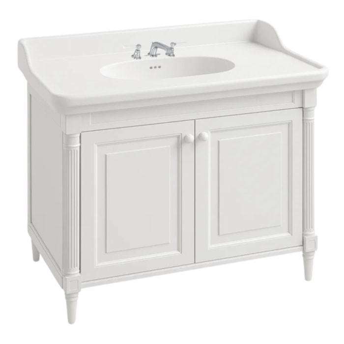 Pack meuble vasque 3 trous Cléo 1889 blanc velours + mélangeur poignés chrome