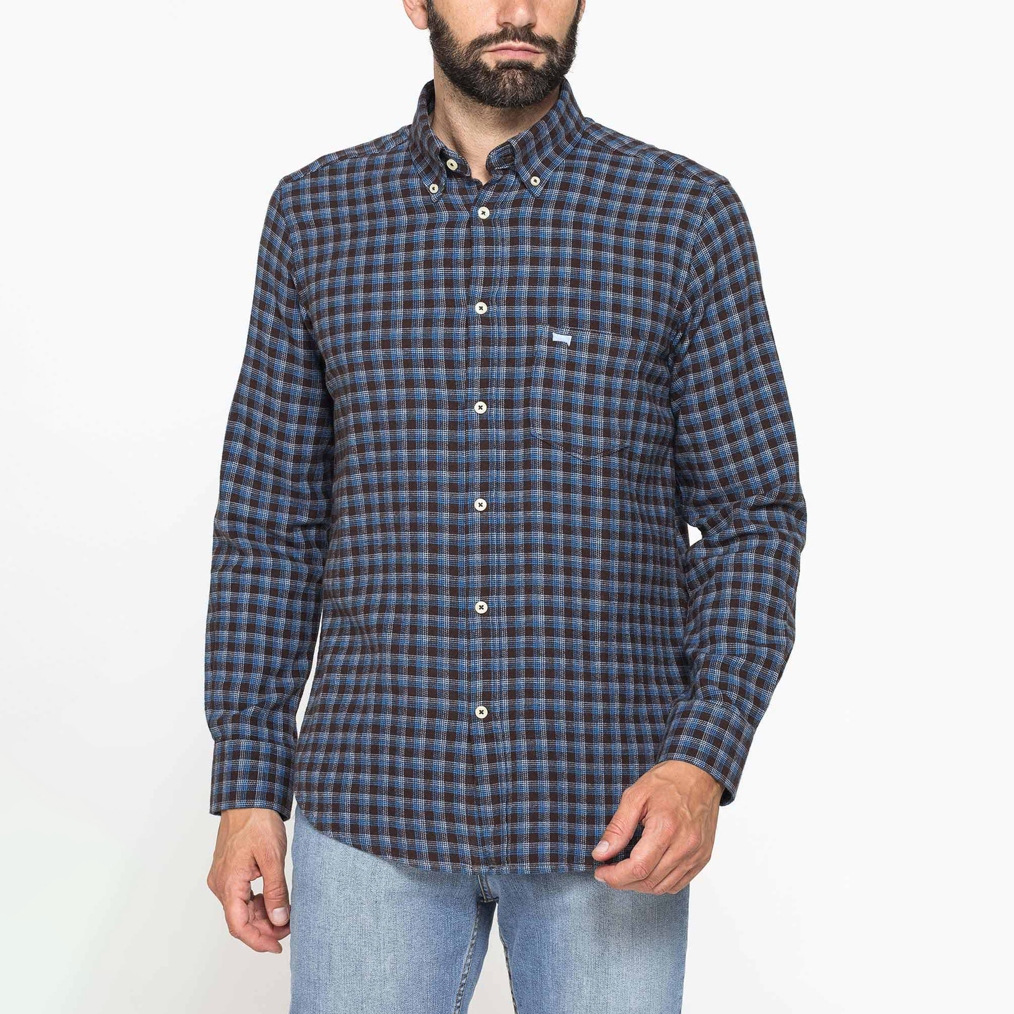 CAMICIA FANTASIA TINTO FILO IN FLANELLA LEGGERA