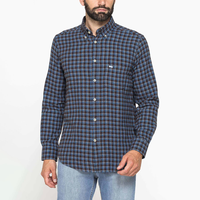 CAMICIA FANTASIA TINTO FILO IN FLANELLA LEGGERA